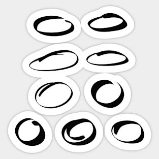 Black Hand Drawn Circles Sticker